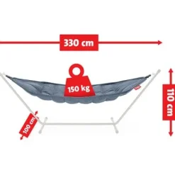 ® Headdemock Hängematte superb Deluxe Set inkl. Kissen storm blue und Cover (schwarzes Rack)^Fatboy