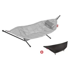 ® Headdemock Hängematte Deluxe Set inkl. Kissen light grey und Cover (schwarzes Rack)^Fatboy Online