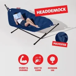 ® Headdemock Hängematte Deluxe Set inkl. Kissen dark blue und Cover (schwarzes Rack)^Fatboy Sale