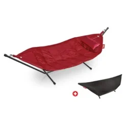 ® Headdemock Hängematte Deluxe Set inkl. Kissen red und Cover (schwarzes Rack)^Fatboy Online