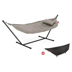 ® Headdemock Hängematte superb Deluxe Set inkl. Kissen grey taupe und Cover (schwarzes Rack)^Fatboy Sale
