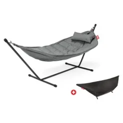 ® Headdemock Hängematte superb Deluxe Set inkl. Kissen rock grey und Cover (schwarzes Rack)^Fatboy Discount