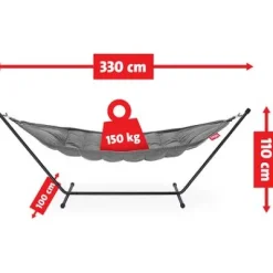 ® Headdemock Hängematte superb Deluxe Set inkl. Kissen rock grey und Cover (schwarzes Rack)^Fatboy Discount