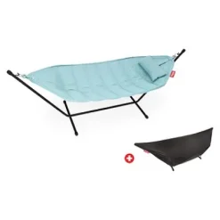 ® Headdemock Hängematte superb Deluxe Set inkl. Kissen pacific blue und Cover (schwarzes Rack)^Fatboy Hot