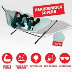 ® Headdemock Hängematte superb Deluxe Set inkl. Kissen seafoam und Cover (schwarzes Rack)^Fatboy Hot