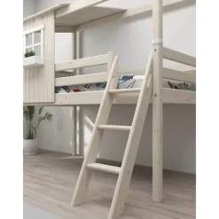 Classic halbhohes Bett mit halbem Baumhaus Aufsatz weiß lasiert/weiß^FLEXA Sale