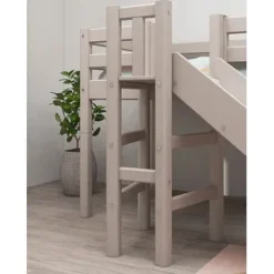 Classic Halbhohes Bett mit Plattform und Rutsche grau lasiert^FLEXA