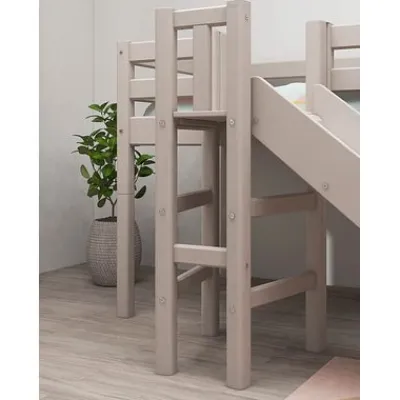 Classic Halbhohes Bett mit Plattform und Rutsche grau lasiert^FLEXA