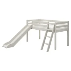 Classic Halbhohes Bett mit Schrägleiter und Rutsche weiß lasiert Sale^FLEXA Best