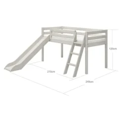 Classic Halbhohes Bett mit Schrägleiter und Rutsche weiß lasiert Sale^FLEXA Best