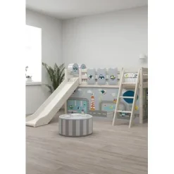 Classic Halbhohes Bett mit Schrägleiter und Rutsche weiß lasiert Sale^FLEXA Best