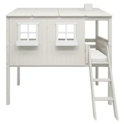 Classic halbhohes Bett mit ganzem Baumhaus Aufsatz weiß lasiert/weiß^FLEXA New