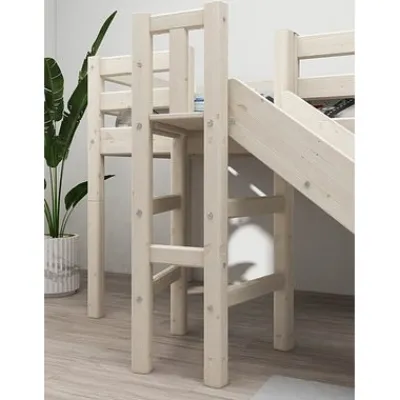 Classic Halbhohes Bett mit Plattform und Rutsche weiß lasiert^FLEXA Best