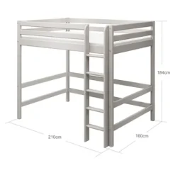 Classic Hochbett 140x200cm mit senkrechter Leiter grau lasiert^FLEXA Best