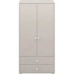 Classic Kleiderschrank mit 2 Türen u. 2 Schubladen grau/weiß^FLEXA Best