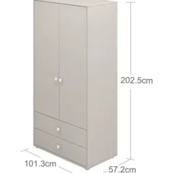 Classic Kleiderschrank mit 2 Türen u. 2 Schubladen grau/weiß^FLEXA Best
