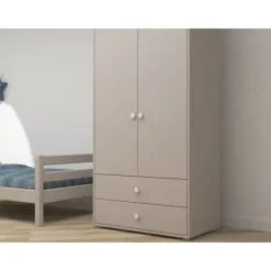 Classic Kleiderschrank mit 2 Türen u. 2 Schubladen grau/weiß^FLEXA Best