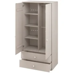Classic Kleiderschrank mit 2 Türen u. 2 Schubladen grau/weiß^FLEXA Best