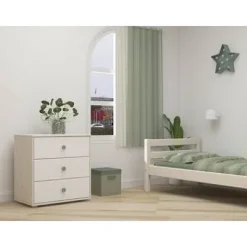 Classic Kommode mit 3 Schubladen weiß lasiert/Lack weiß/grün^FLEXA