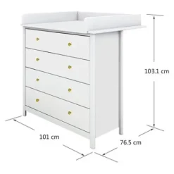 Luna Wickelkommode mit 4 Schubladen inkl. Wickelaufsatz^FLEXA Sale