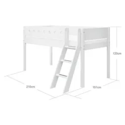 White Halbhohes Bett mit Schrägleiter^FLEXA Online