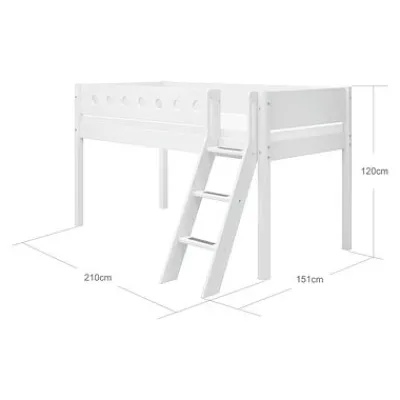 White Halbhohes Bett mit Schrägleiter^FLEXA Online