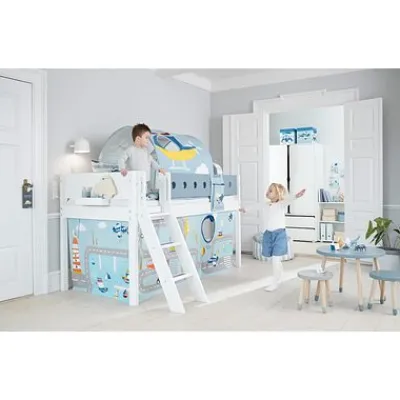 White Halbhohes Bett mit Schrägleiter^FLEXA Online