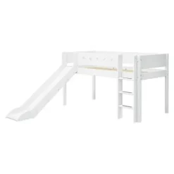 White Halbhohes Bett senk. Leiter und Rutsche^FLEXA Online