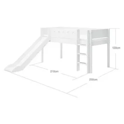 White Halbhohes Bett senk. Leiter und Rutsche^FLEXA Online