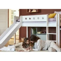 White Halbhohes Bett senk. Leiter und Rutsche^FLEXA Online