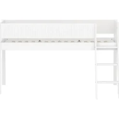 White Halbhohes Bett mit Schrägleiter und Rillen Absturzsicherung^FLEXA