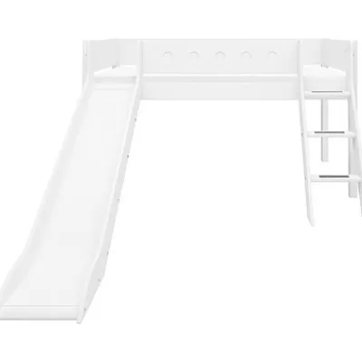 White Halbhohes Bett mit Schrägl. und Rutsche^FLEXA Discount
