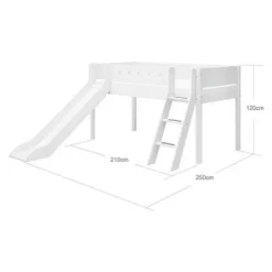 White Halbhohes Bett mit Schrägl. und Rutsche^FLEXA Discount
