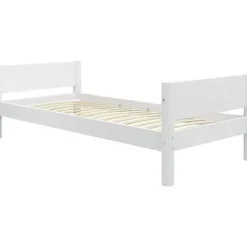 White Halbhohes Bett mit Schrägl. und Rutsche^FLEXA Discount