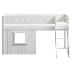 White halbhohes Bett mit Schrägleiter und Baumhaus Panelen^FLEXA Clearance