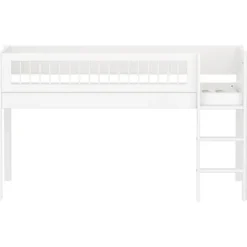 White Halbhohes Bett mit senkrechter Leiter und Streben Absturzsicherung^FLEXA