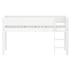 White Halbhohes Bett mit senkrechter Leiter und Rillen Absturzsicherung^FLEXA Outlet