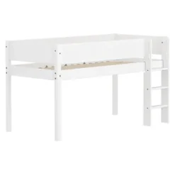 White Halbhohes Bett mit senkrechter Leiter und Rillen Absturzsicherung^FLEXA Outlet