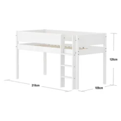 White Halbhohes Bett mit senkrechter Leiter und Rillen Absturzsicherung^FLEXA Outlet