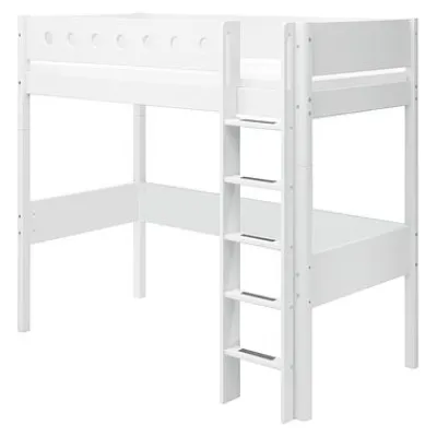 White Hochbett mit senkrechter Leiter^FLEXA New