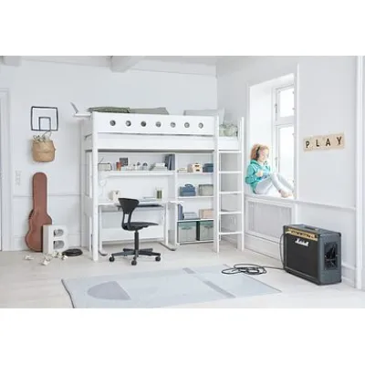 White Hochbett mit senkrechter Leiter^FLEXA New