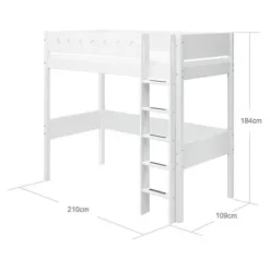 White Hochbett mit senkrechter Leiter^FLEXA New