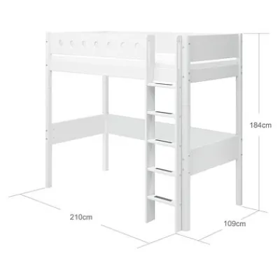 White Hochbett mit senkrechter Leiter^FLEXA New