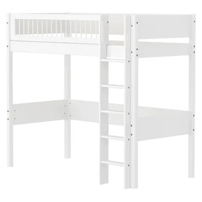 White Hochbett 90x200cm mit Streben Absturzsicherung^FLEXA Clearance