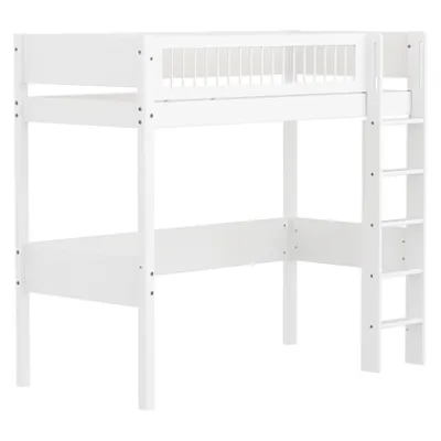 White Hochbett 90x200cm mit Streben Absturzsicherung^FLEXA Clearance