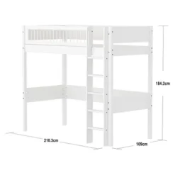 White Hochbett 90x200cm mit Streben Absturzsicherung^FLEXA Clearance