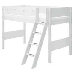 White Mittelhohes Bett mit Schrägleiter^FLEXA Best