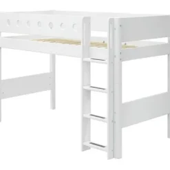 White Mittelhohes Bett mit senkrechter Leiter^FLEXA Best