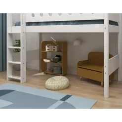 White Mittelhohes Bett mit senkrechter Leiter^FLEXA Best