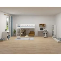 White Mittelhohes Bett mit senkrechter Leiter^FLEXA Best